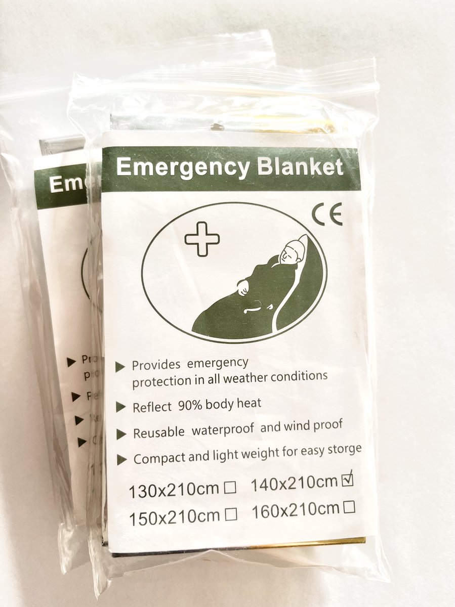 Thermische Nooddeken slaapzak 3Pack \ Premium Reddingsdeke Survival Whistle Ultralight Cold Protection Noodslaapzakken emergency foil blanket emergency sleeping bag 210cm*140cm