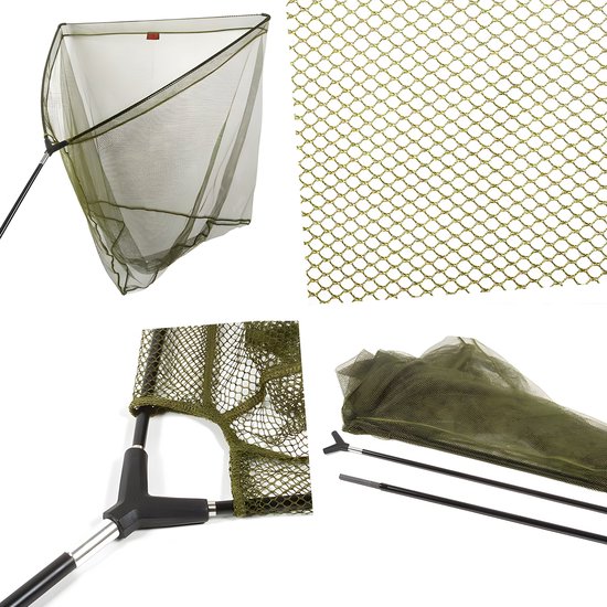 Eurocatch - Carp Landingnet - Karpernet - Schepnet - incl. 2 Delige steel 180cm - 42inch net - Landingsnet - Groen van Eurocatch — afbeelding 5