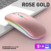 RujorTech Rosé Goud Kleurige Draadloze Muis 2.4G - Oplaadbaar - Bluetooth Muis Draadloos - RGB LED Computermuis - Laptop - Universeel - Ergonomisch - 4 Knoppen - Stil