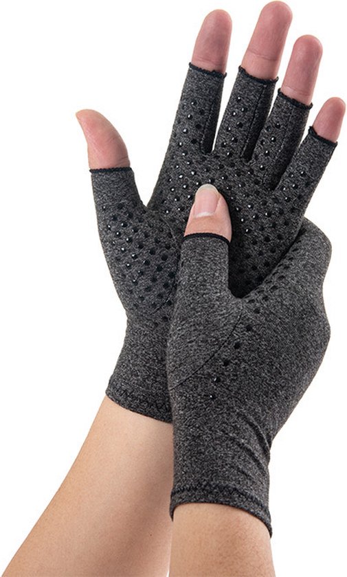 Reuma Handschoenen met Grip - 1 Paar - Artrose - artritis - Maat M - Thuiswerk handschoenen - Grijs - Compressie Handschoenen - Carpaal Tunnel