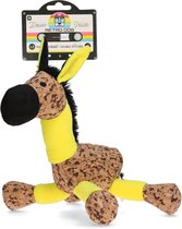 Retrodog Ezel Geel - Honden speelgoed - Hondenknuffel met piep - Gerecycled materiaal - Maat M