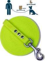 Laisse pour chien Miqdi BioThane - jaune fluo - 19 mm - 5 mètres - sans poignée