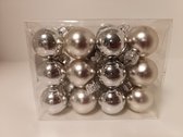 Kerstballen - Glas - Zilver - Glans - Mat - 24 stuks - 2.5 cm