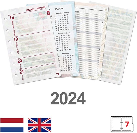Filofax - Recharge A5 Planning horizontal en anglais 2024 ou 2025