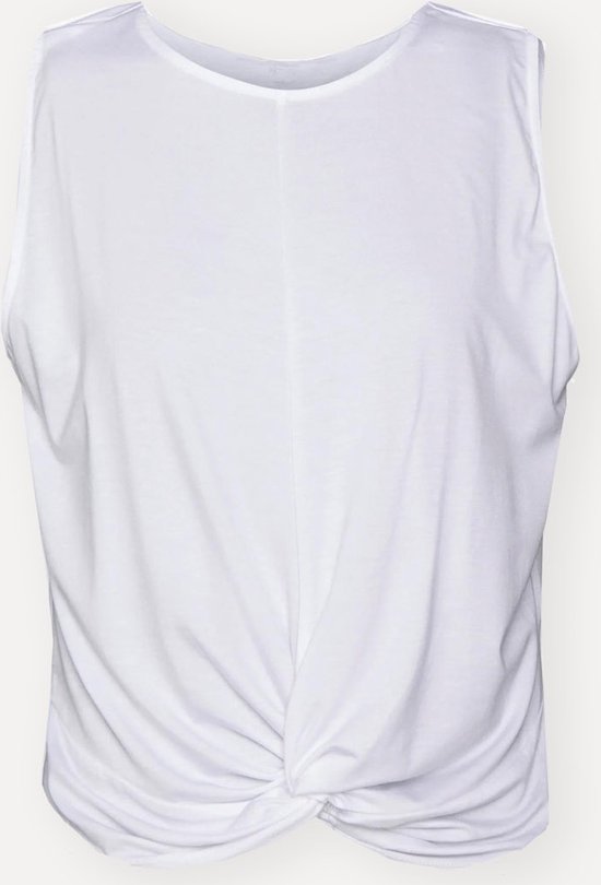 Foto: Namastae sport shirt dames yoga yoga top dames sport top met knoopdetail kort topje wit maat 34 maat xs