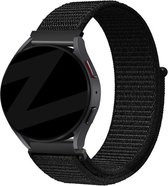 Bandz universeel 20mm nylon loop band geschikt voor Samsung Galaxy Watch Active 1/2 40 & 44mm / Watch 1 42mm / Watch 3 41mm / Gear Sport / Polar Ignite 1-2-3 / Unite / Pacer - Hoogwaardig nylon materiaal bandje met klittenbandsluiting - zwart