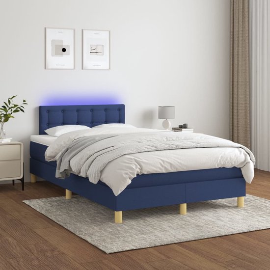 The Living Store Bed - Blauw - Boxspring 120x200 - LED