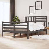 The Living Store Bedframe Grijs 160 x 200 cm - Hoogwaardig massief grenenhout - Stevig en stabiel frame - In het oogspringend ontwerp