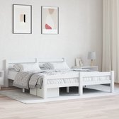 The Living Store Bedframe - Grenenhout - 206 x 166 x 66 cm - Wit - Montage vereist