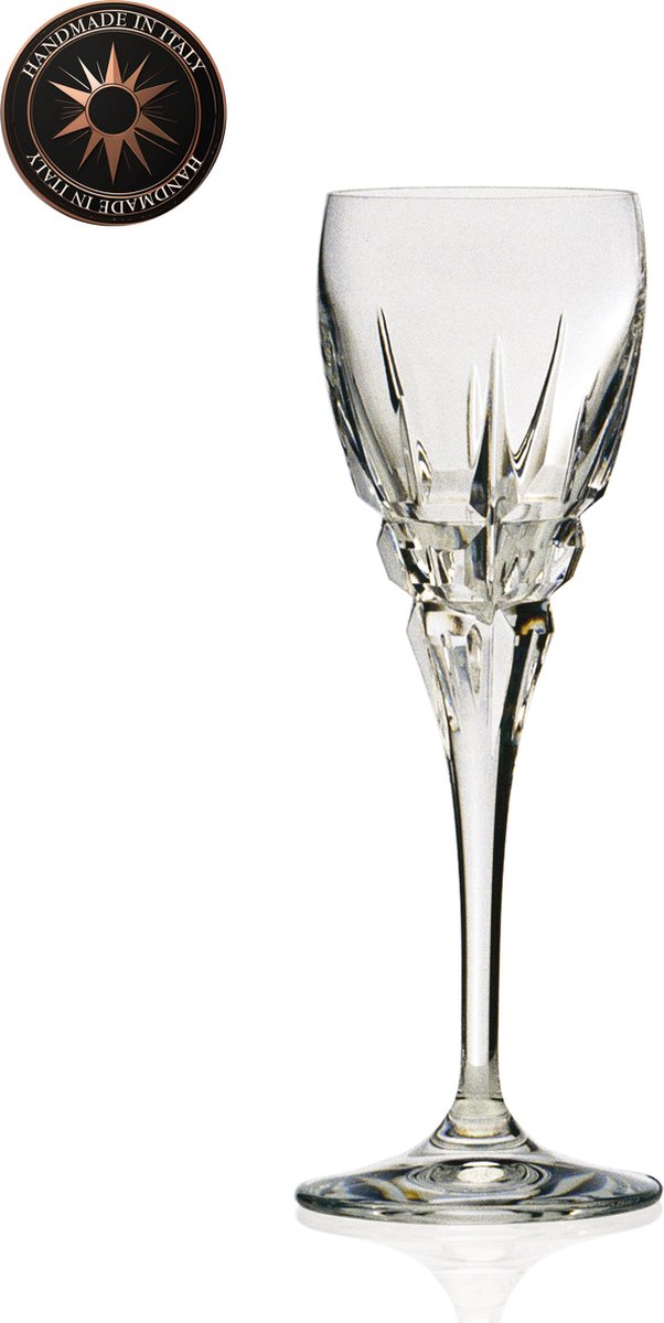 Handgemaakte Kristallen Wijnglazen Set Verona in Geschenkdoos | Handmade in Italy | Hoogwaardig 100% Lood-Vrij Kristal | Luxe Wijnglazen | 350ml | Cadeau Voor Man & Vrouw