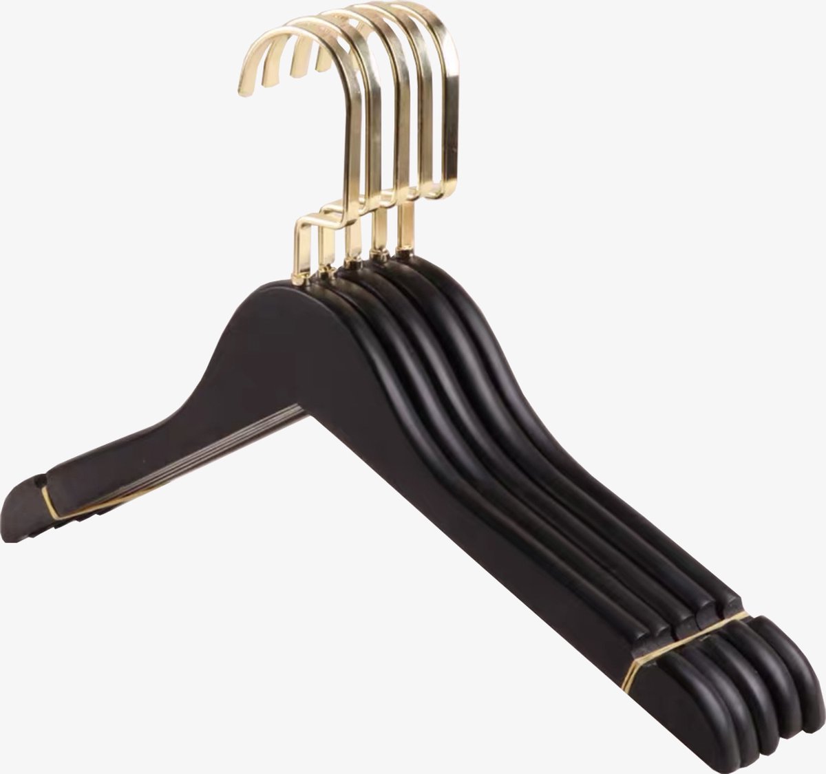 Kledinghangers Milly | Zwarte kledinghangers | Kleerhangers | Luxe Hangers | Kleding | Kapstok | Zwart | Strak Design | Set van 5 luxe kledinghangers