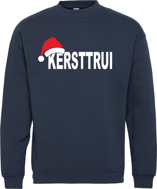 Kersttrui met muts en tekst Kersttrui | Foute Kersttrui Dames Heren | Kerstcadeau | Kerstpakket | Navy | maat L
