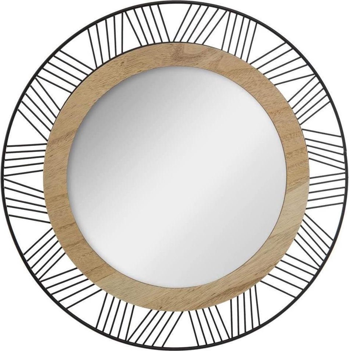 Atmosphera Ronde wandspiegel bohemian - met ophanghaak - zwart - metaal/mdf/glas - Dia 45cm