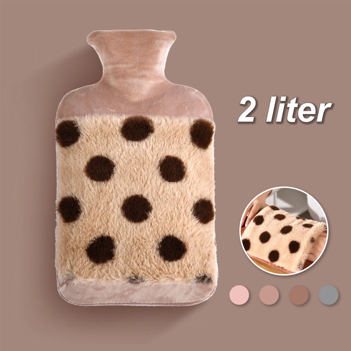 Goedkoopste Colorful Sun® Kruik met Hoes 2L – Warm & Koud Gebruik – Pluche Warmwaterkruik – Nek-, Rug- & Buikverwarmer – Ideaal bij Spierpijn, Buikpijn & Koeling – Voor in Bed & Overdag – Perfect Cadeau – Bruin