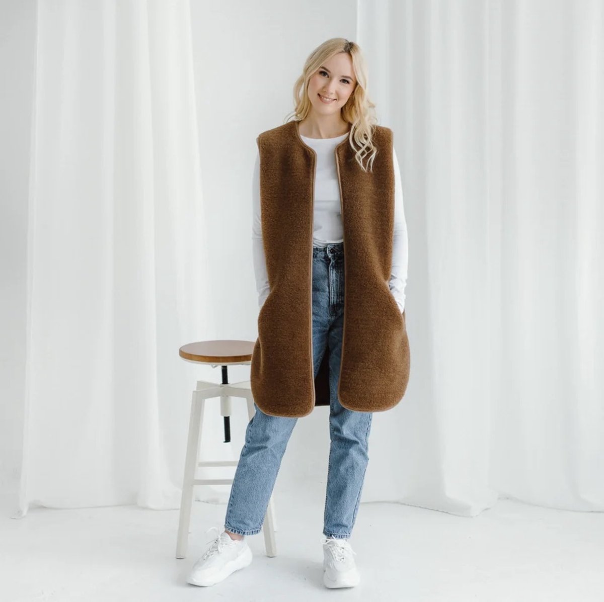 WOLLIES Amsterdam - Dames Vest / Gilet - Bruin - Maat S/M