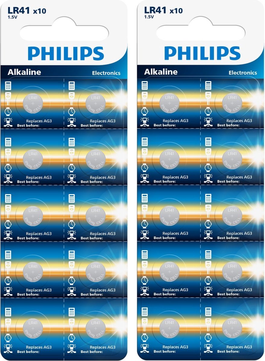 Philips AG3 LR736, LR41, G3, 192, GP92A, 392, SR41W pile bouton