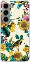 Casimoda® hoesje - Geschikt voor Samsung Galaxy S23 - Zonnebloemen / Bloemen - Shockproof case - Extra sterk - Siliconen/TPU - Geel, Transparant