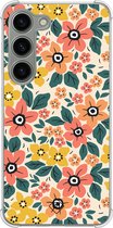 Casimoda® hoesje - Geschikt voor Samsung Galaxy S23 - Blossom - Shockproof case - Extra sterk - Siliconen/TPU - Multi, Transparant