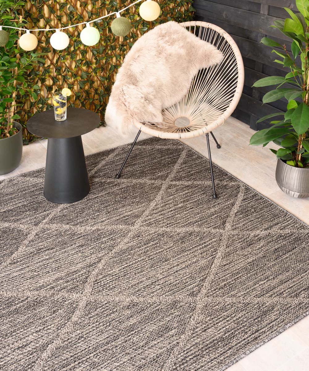 Buitenkleed ruit - Retreat grijs 200x290