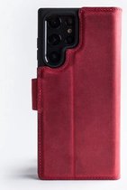 Wachikopa Genuine Leather Classic Bookcase for Samsung S23 Ultra Red
