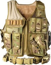 Livano Airsoft Vest - Tactical Vest - Airsoft Accesoires - Airsoft Kleding - Airsoft Gear - Leger vest - Outdoor - Indoor - Groen Camouflage