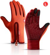 Livano Handschoenen - Touchscreen Handschoenen - Fietshandschoenen - Winter - Heren - Wielrenhandschoenen - Oranje - Maat L