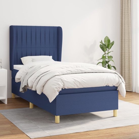 The Living Store Boxspringbed - - Bed - 203 x 93 x 118/128 cm - Blauw