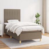 The Living Store Boxspringbed - Comfortabele pocketvering - Middelharde ondersteuning - Huidvriendelijk topmatras - Taupe - 203x83x118/128cm - The Living Store