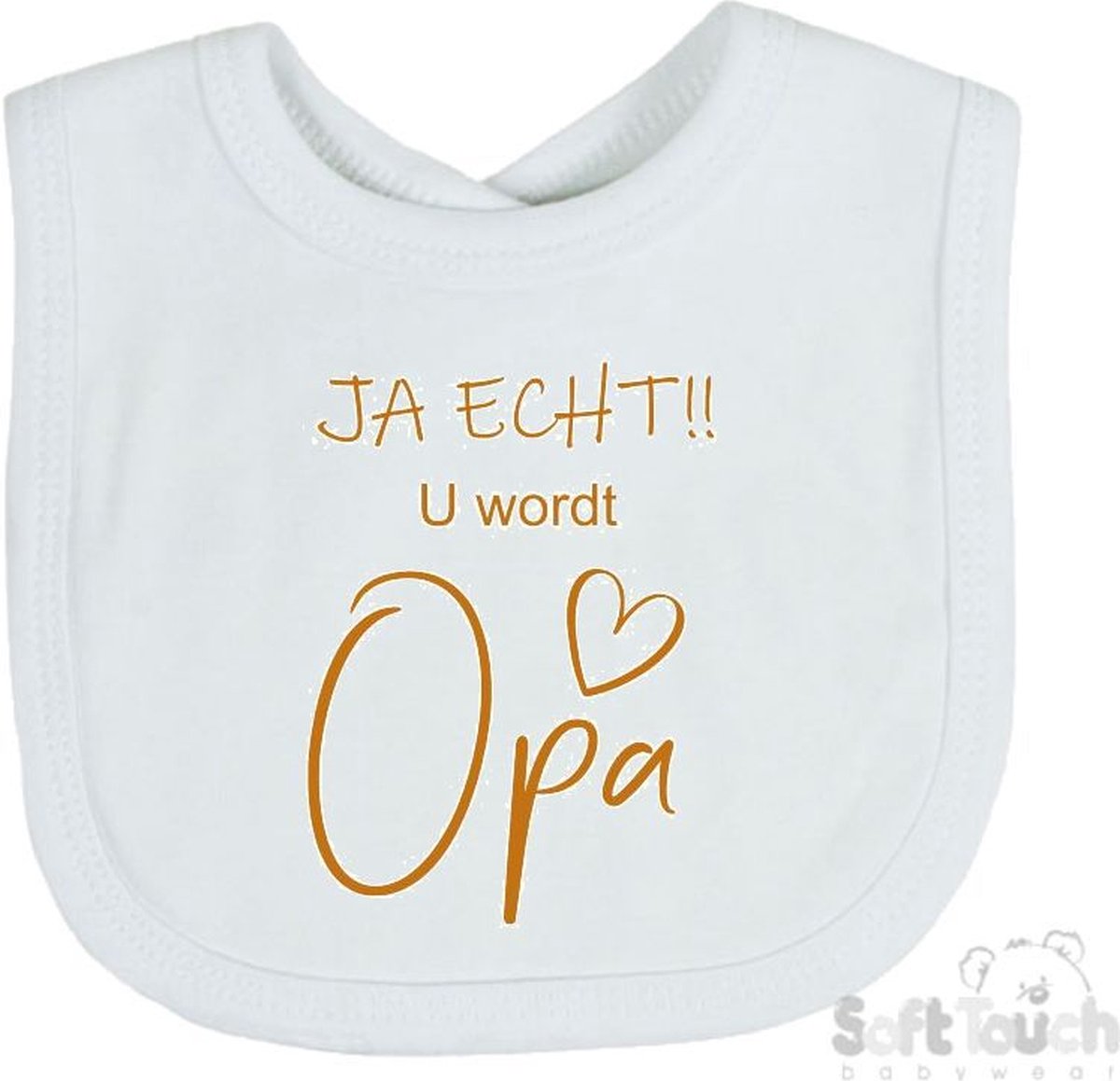Goedkoopste Soft Touch Slabber Slabbetje Slab JA ECHT!! U wordt Opa Unisex Katoen Wit/tan Maat 33x22 Cm