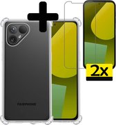 Hoesje Geschikt voor Fairphone 5 Hoesje Shockproof Case Siliconen Met 2x Screenprotector - Hoes Geschikt voor Fairphone 5 Hoes Cover Siliconen - Transparant