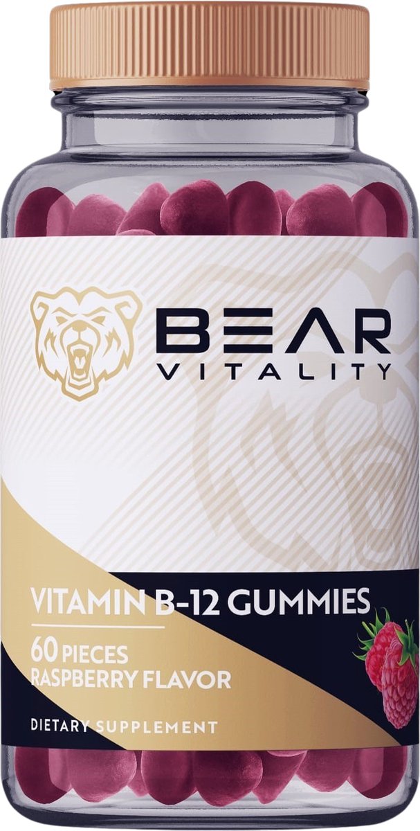 Bear Vitality - Vitamine B-12 Gummies - Helpt bij het verminderen van vermoeidheid en verbetert de energieproductie - Vegan & Glutenvrij - 60 Stuks - HOGE KORTING BIJNA UITVERKOCHT!