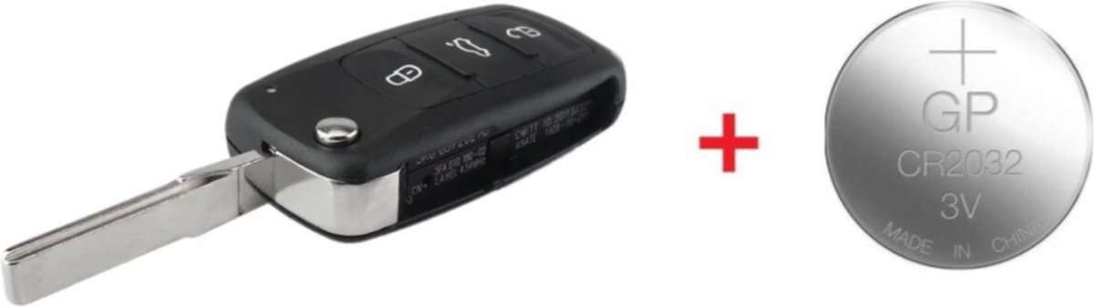 Autosleutelbehuizing - sleutel - Autosleutel + Batterij CR2032 - Volkswagen Golf 6 Polo 6R Up -3 knops knoppen