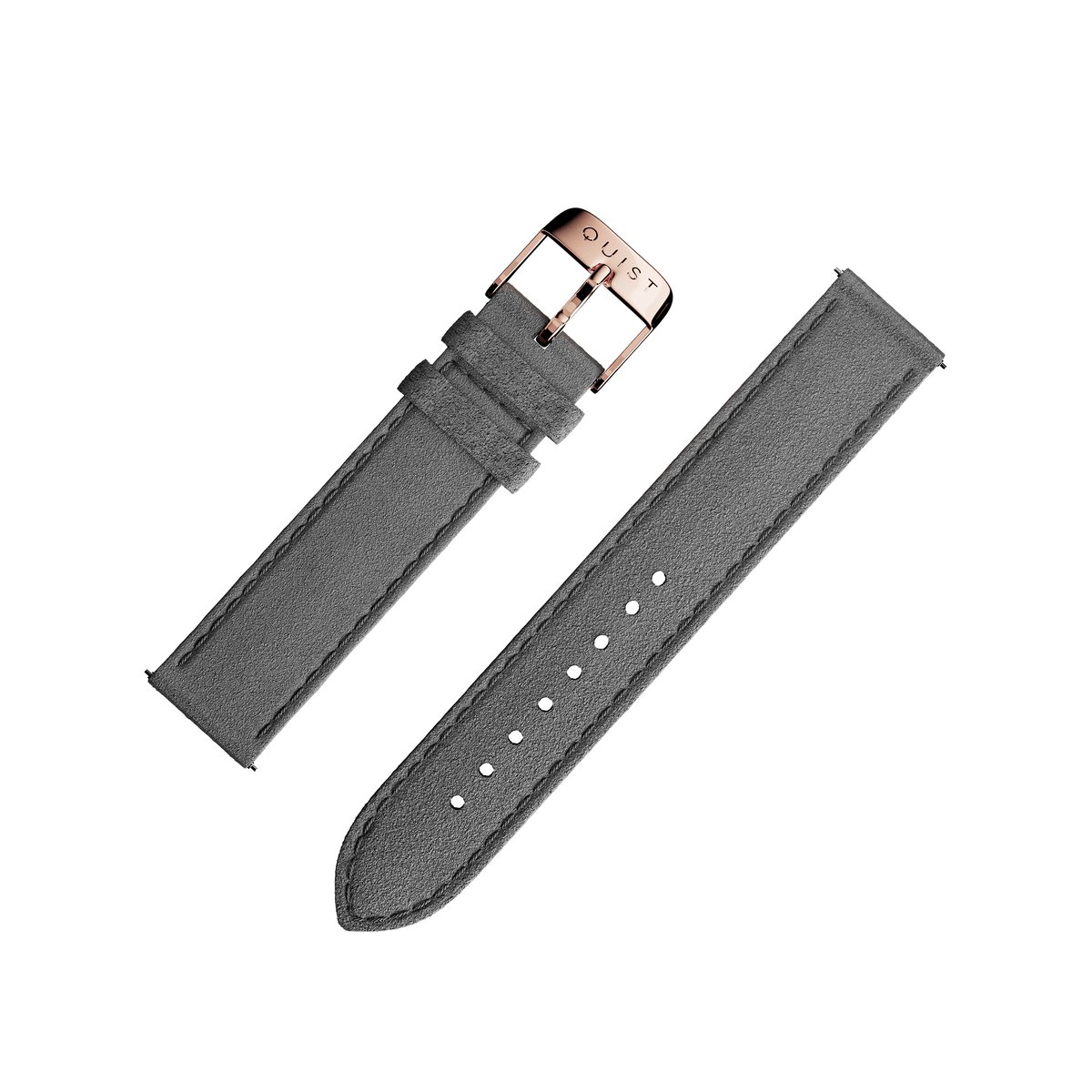 QUIST - horlogebandje - donkergrijs suede - rosegouden sluiting - 18mm