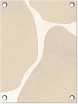 Tuinposter 30x40 cm - Tuindecoratie Abstract - Beige - Moderne kunst - Poster voor in de tuin - Buiten decoratie - Schutting tuinschilderij - Tuindoek muurdecoratie - Wanddecoratie balkondoek