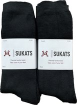 Sukats® 6 Paar Thermosokken - Maat 43-46 - Heren - Badstof - Zwart - Warme Sokken - Werksokken - Thermo Kousen