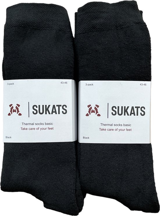 Chausettes thermique thermiques Sukats® 8 paires - Taille 43-46 - Zwart - Tissu éponge