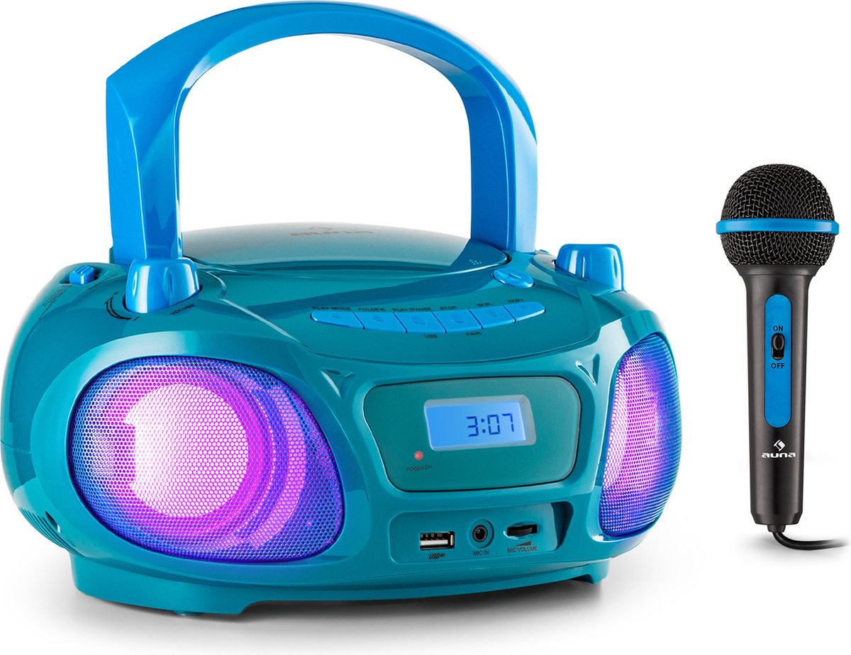 Soundmaster - Lecteur CD pour Enfants avec Fonction karaoké bleu