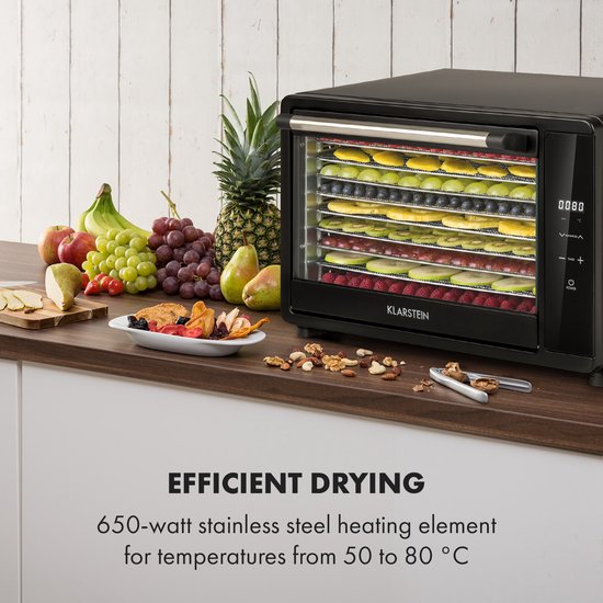 Déshydrateur Flavour Dry | température : 35 - 75 °C | écran tactile LCD | minuterie | 6 étagères en acier inoxydable | 360 °C Airflow Circulation | thermostat numérique Déshydrateur Flavour Dry | température : 35 - 75 °C | écran tactile LCD | minuterie | 6 étagères en acier inoxydable | 360 °C Airflow Circulation | thermostat numérique