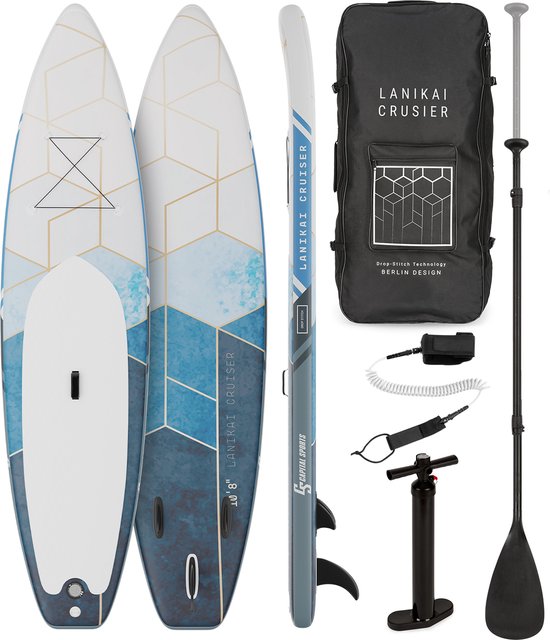 CAPITAL SPORTS Lanikai Cruiser - Opblaasbaar Standup Paddle board - complete SUP set met peddel, leash, pomp en rugzak - 100% PVC