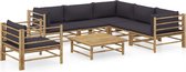 The Living Store Bamboe Lounge Tuinmeubel Set - 65x70x60 cm - modulair design - gemakkelijk schoon te maken - inclusief kussens - Montage vereist