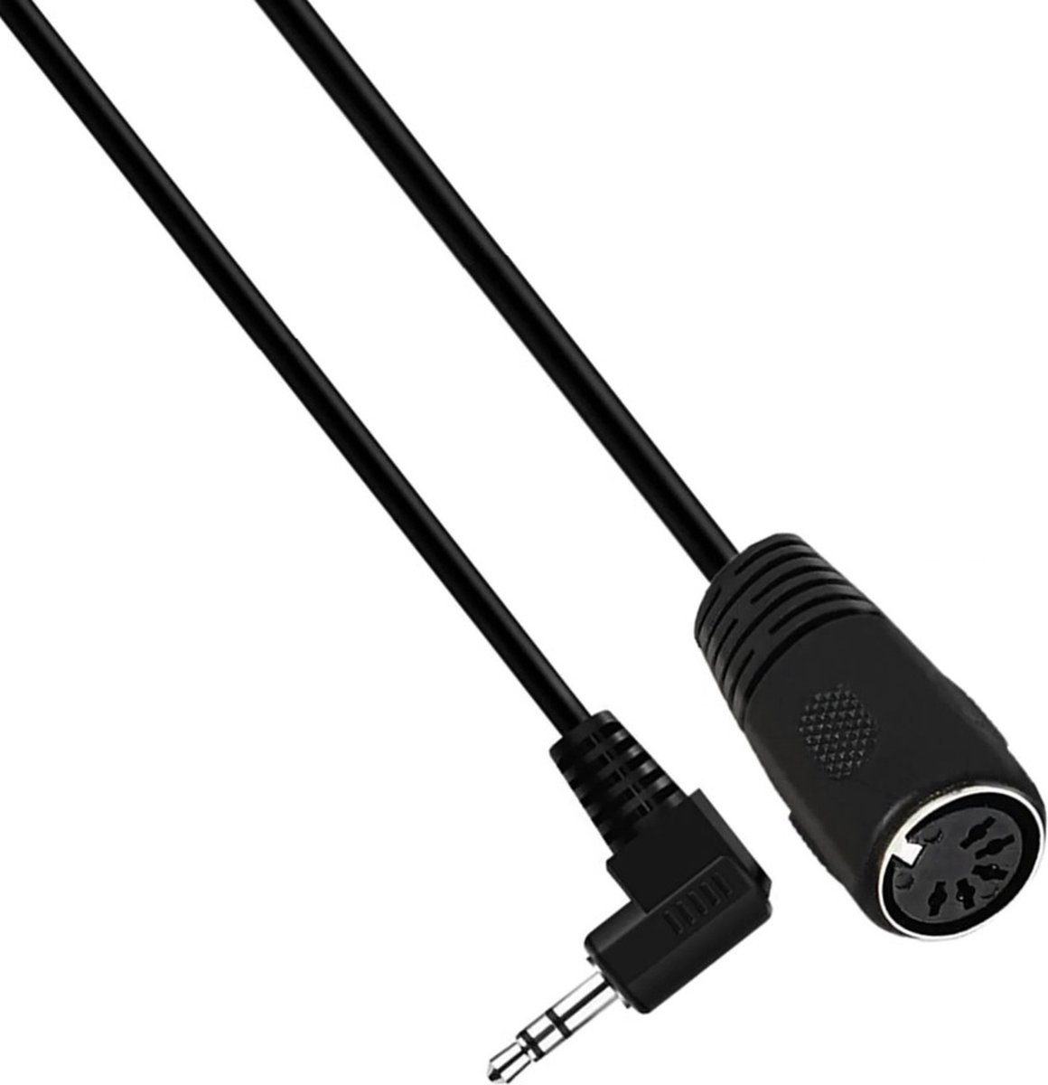 DIN 5-pins (v) - 3,5mm Jack (m) haaks audiokabel / zwart - 3 meter