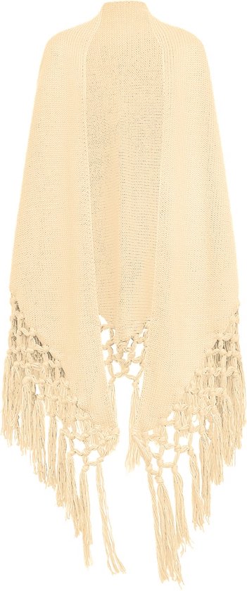 Omslagdoek-Driehoeksjaal-groot-fringe-220CMx80CM-Beige