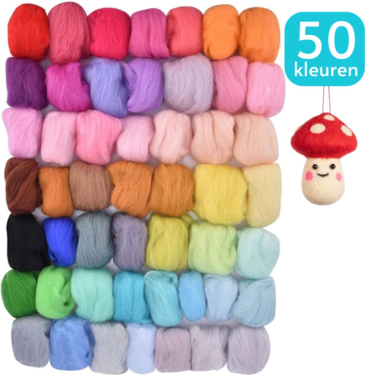 50 kleuren Wolvilt van Merino Wol