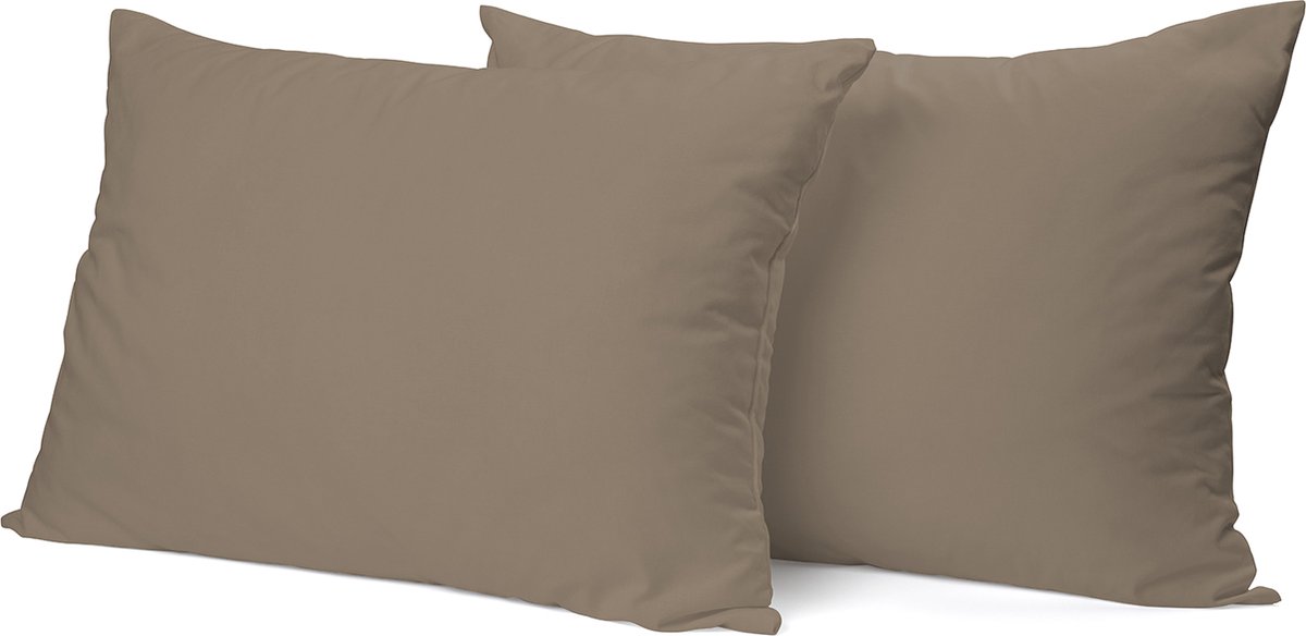 Eleganzzz Kussensloop Hotelsluiting Percal Katoen - Zand - Kussensloop 60x70cm - Kussenslopen set van 2 - 100% Katoen