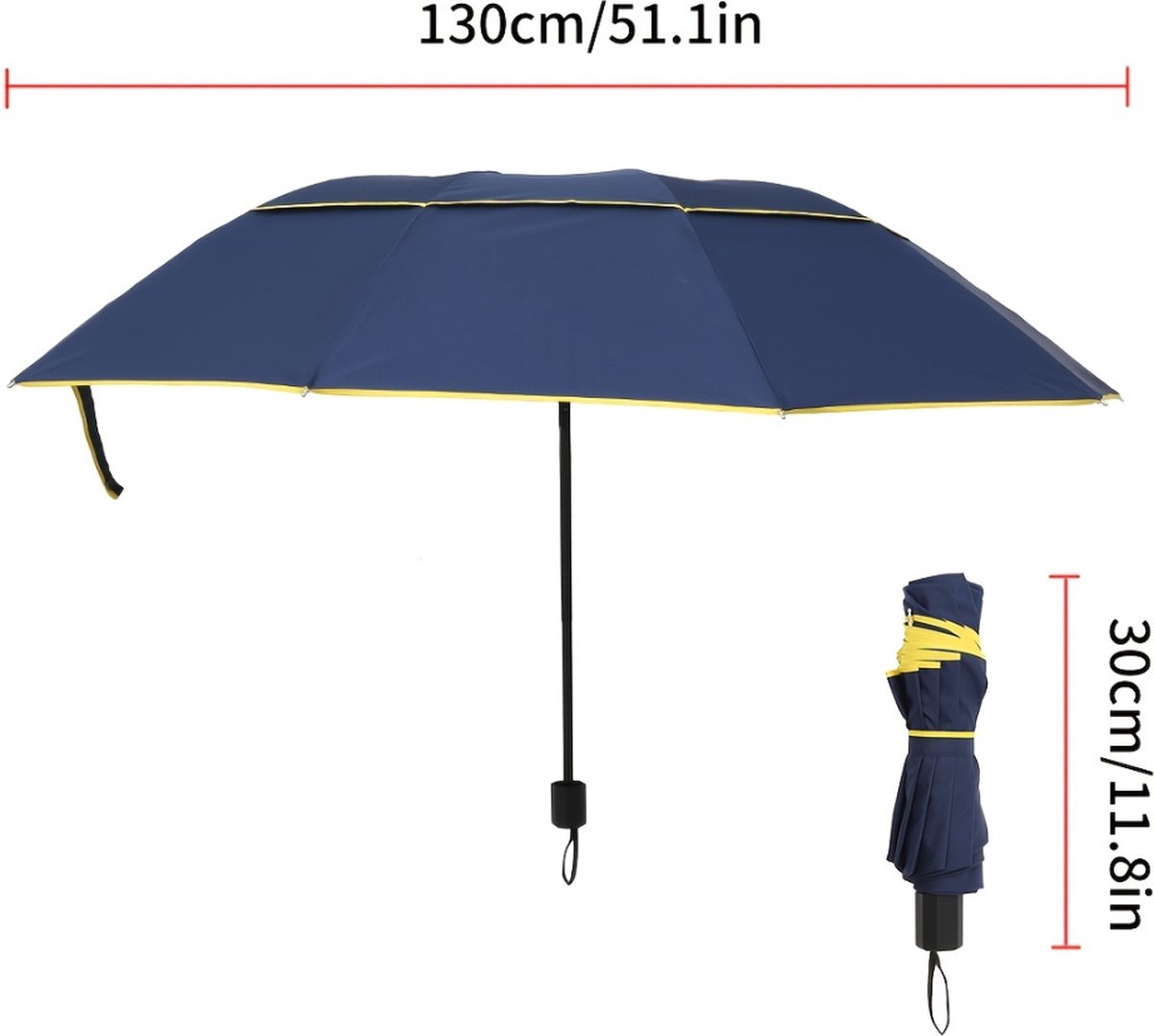 NINEMAX Opvouwbare Paraplu Windproof Sterk,Travel Kleine Opvouwbare Paraplu Automatische Dubbele Luifel voor Vrouwen Mannen(Zwart