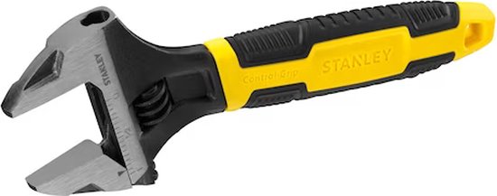 Stanley verstelbare moersleutel met Control-Grip handgreep, zwart met geel.