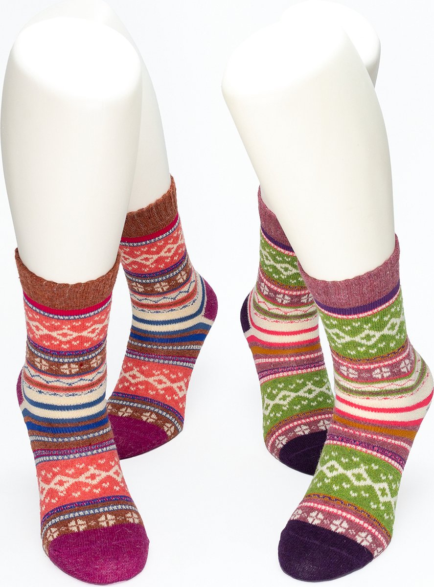 WeirdoSox dames sokken gemaakt met wol - Scandinavische print - 2-pack - Maat 36-41