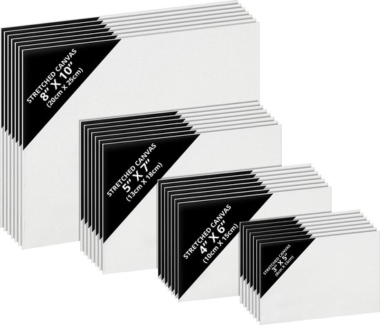 Belle Vous 4-delige Witte Hexagon Canvas Set – Verschillende Maten, Voorgerekt, Geschikt Voor Olieverf, Acryl, Schetsen En Tekenen