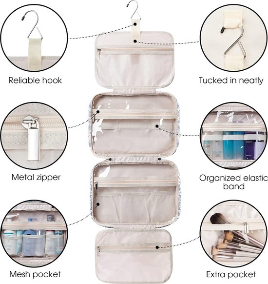 Hangende toilettas, toilettas, ruime reistassen voor vrouwen