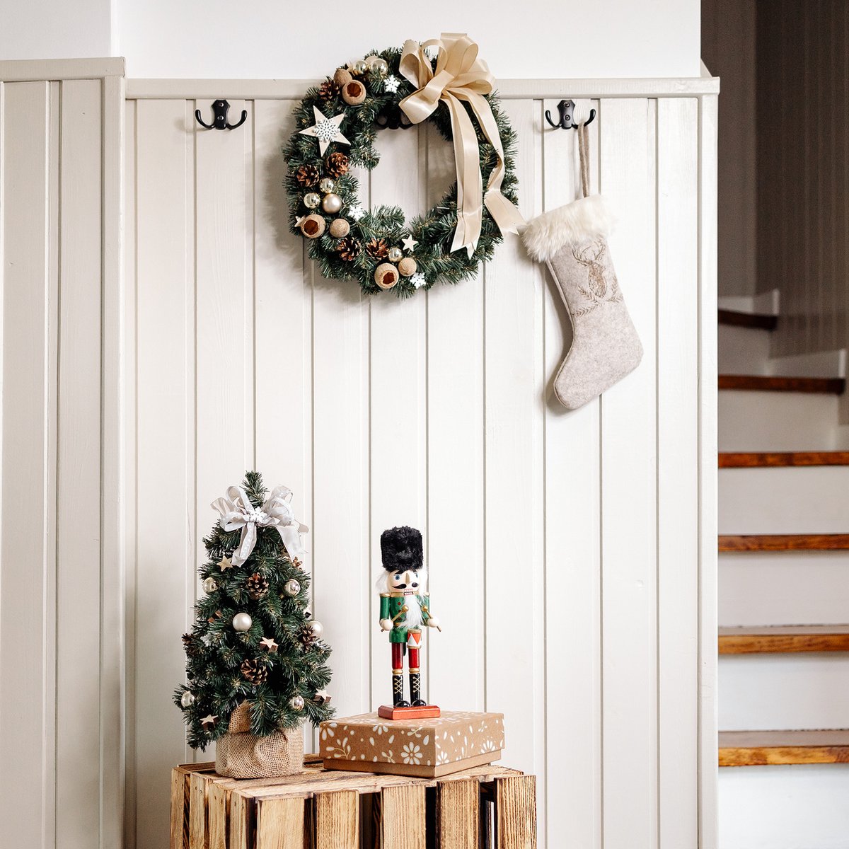 Creative Home Kerstkrans Kunstmatige Adventskrans Champagne Kleur | Ronde Kerstkrans ∅35cm | Kerstkrans voor Deur, Open haard | Kerstdecoraties Binnen Buiten – foto 8